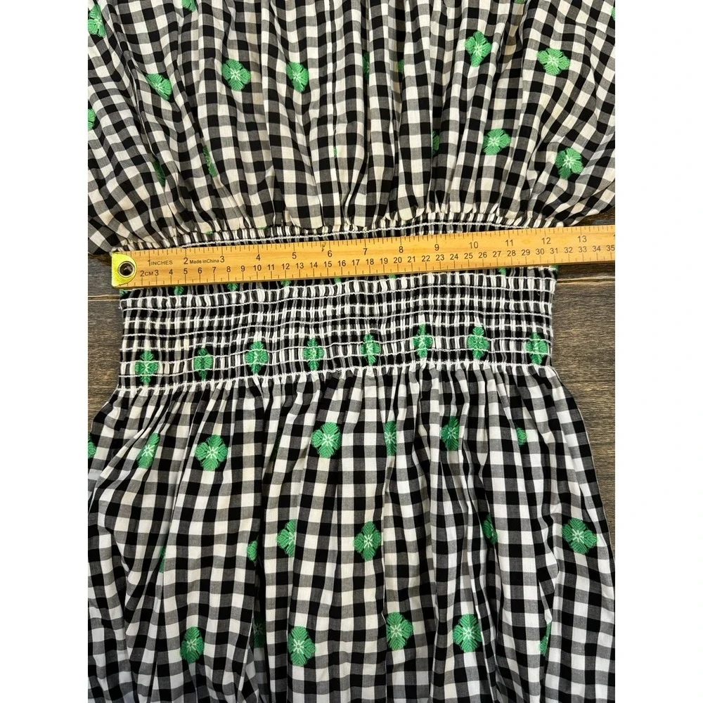 Kate Spade Womens‎ Dress Size Small Gingham Smocked Voile Empire Waist Midi